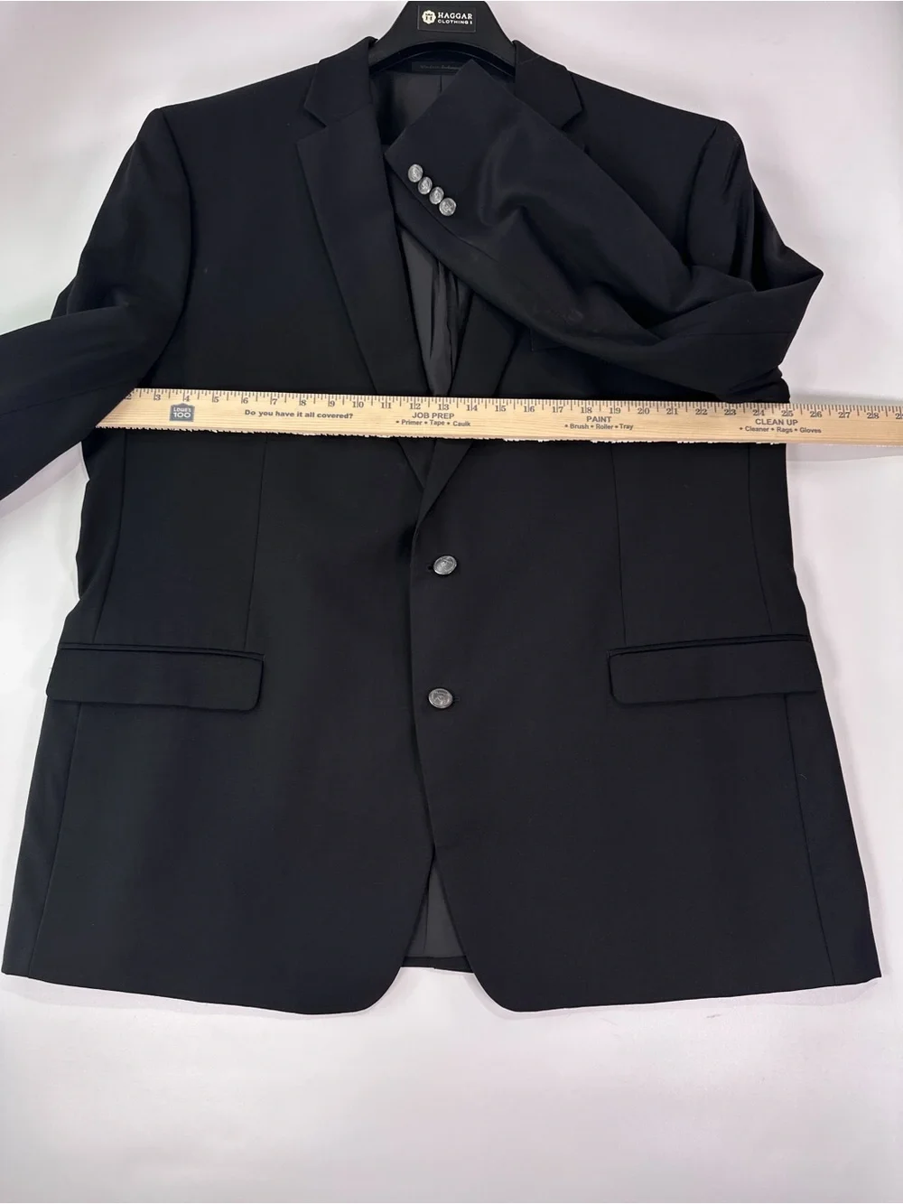 Lauren Ralph Lauren Black 100% Wool Crest Button Blazer Natural Stretch 48L